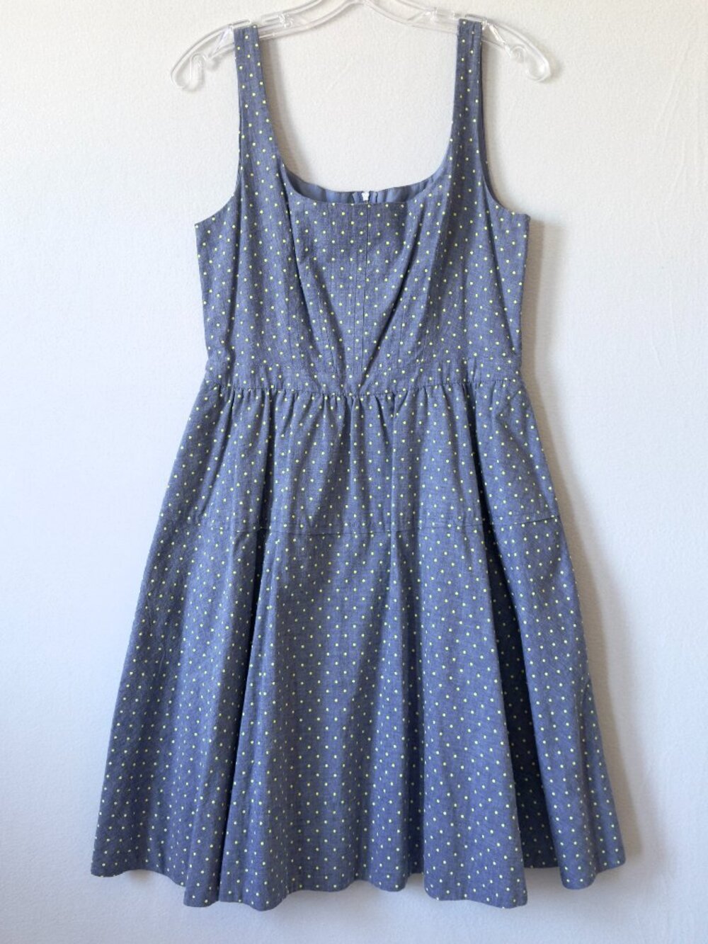 Marc Jacobs Polka Dot Dress Women's Size 10 Chambray Pin Up Retro Twee Preppy